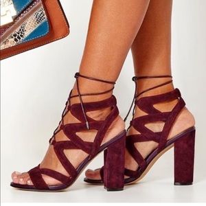 Sam Edelman Suede lace up sandals 4” heel